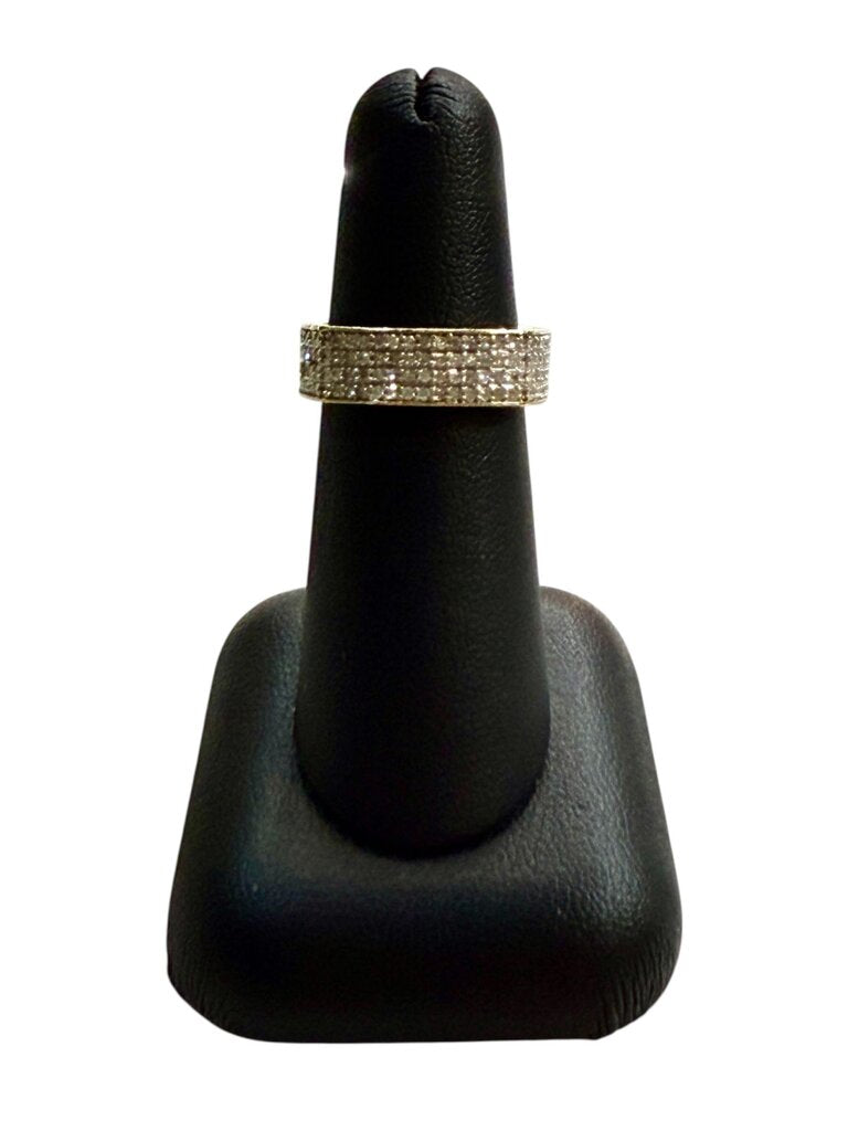 14KT YG 2CTTW WIDE PAVE EURO BAND SZ 5
