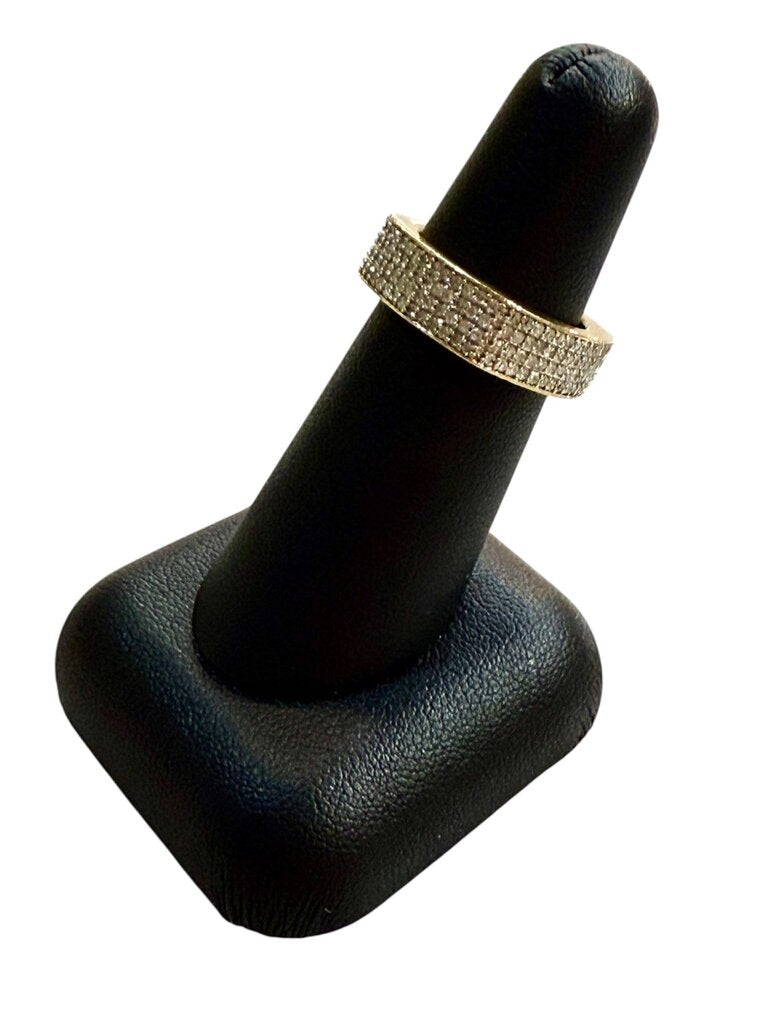 14KT YG 2CTTW WIDE PAVE EURO BAND SZ 5