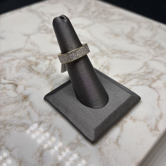 14KT YG 2CTTW WIDE PAVE EURO BAND SZ 5