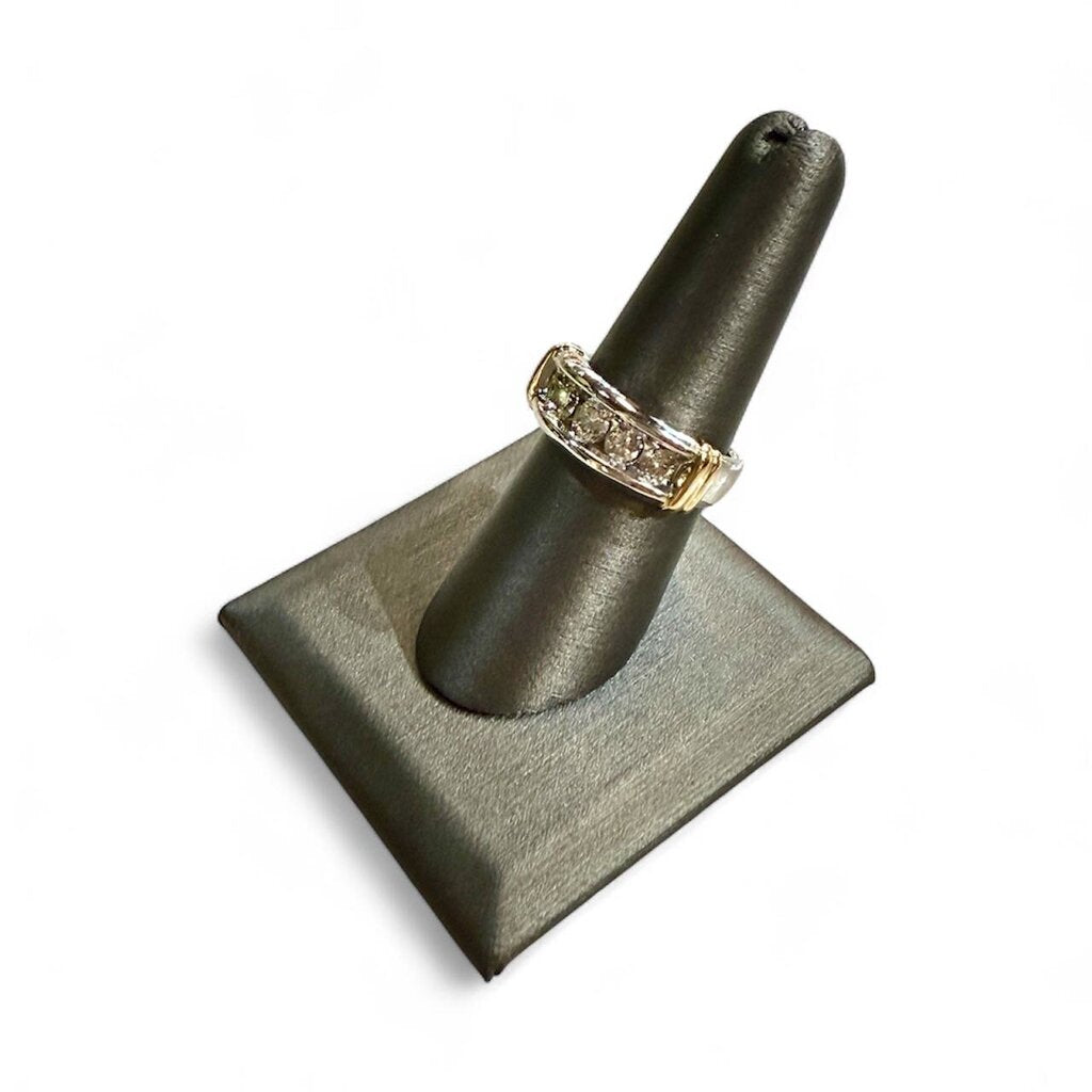 14KT TUTONE 5 DIAMOND BAND 1/2TW SZ 7