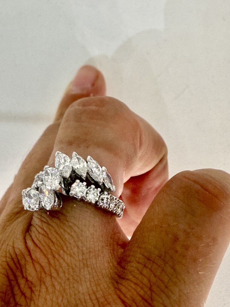 14KT WG 3.25CTTW CUSTOM GRADUATED MARQ W/RB ETERNITY BAND SZ 6.5
