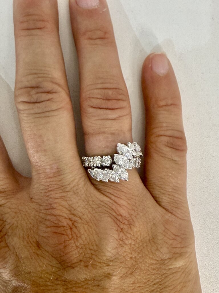 14KT WG 3.25CTTW CUSTOM GRADUATED MARQ W/RB ETERNITY BAND SZ 6.5