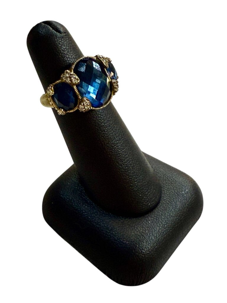 SS/GP JUDITH RIPKA CREATED SAPPHIRE CUSHION CUT SZ 5