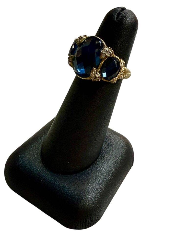 SS/GP JUDITH RIPKA CREATED SAPPHIRE CUSHION CUT SZ 5
