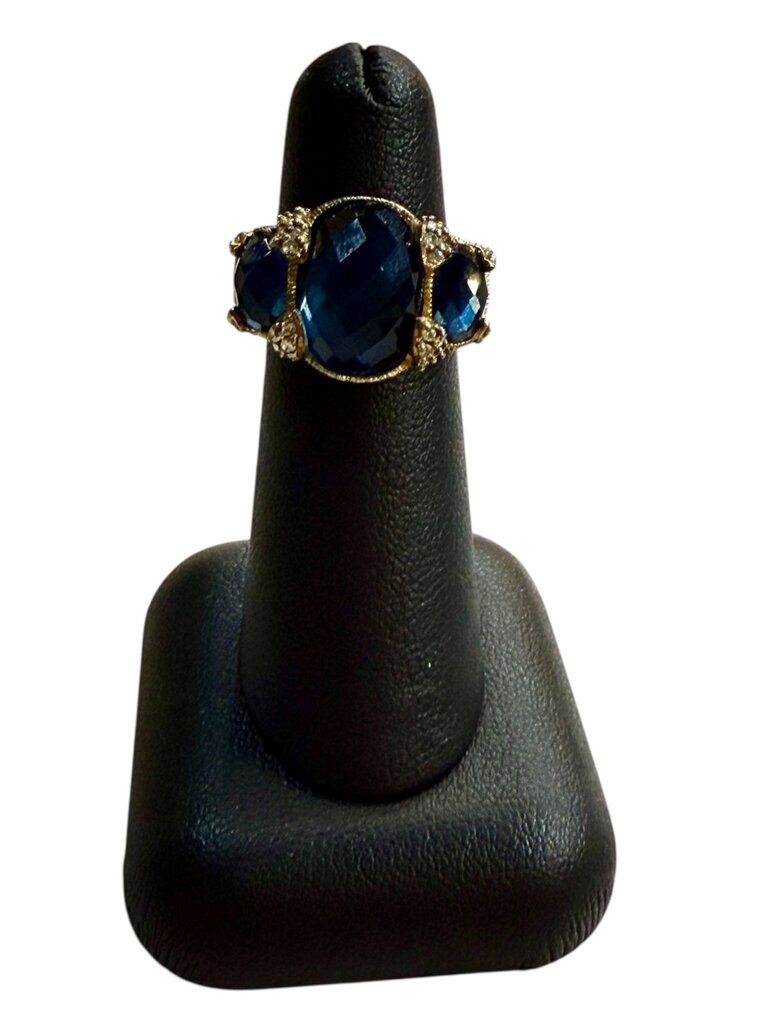 SS/GP JUDITH RIPKA CREATED SAPPHIRE CUSHION CUT SZ 5