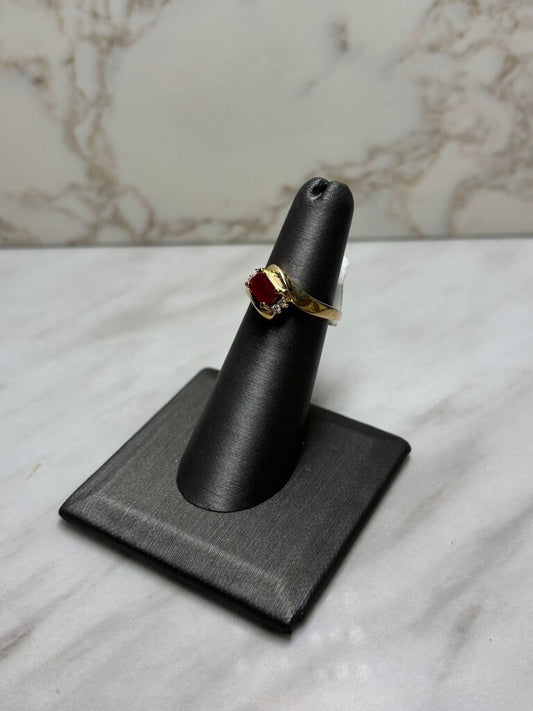 14KT YG RUBY & DIA RING SZ 6