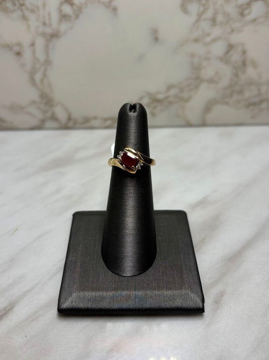 14KT YG RUBY & DIA RING SZ 6