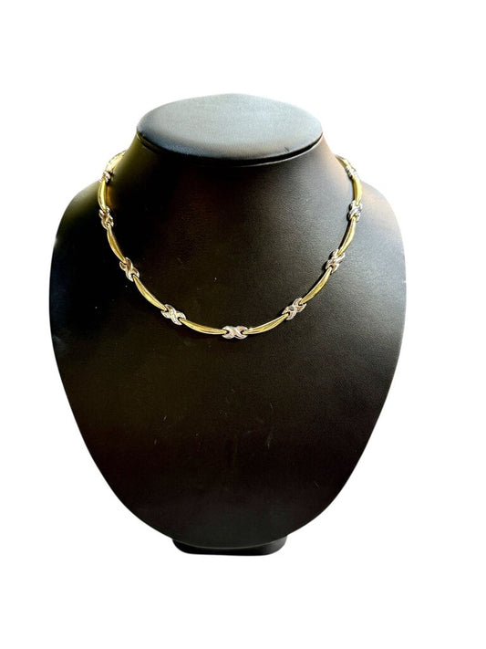 14KT TUTONE X STYLE NECKLACE