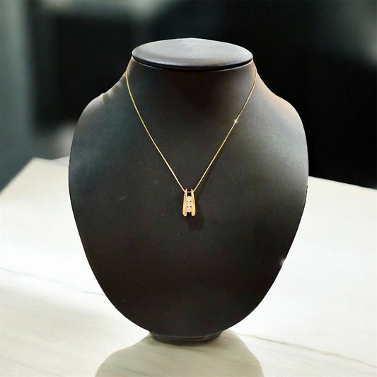 14KT YG PPF LARGER LADDER 3/8TW PENDANT ON CHAIN