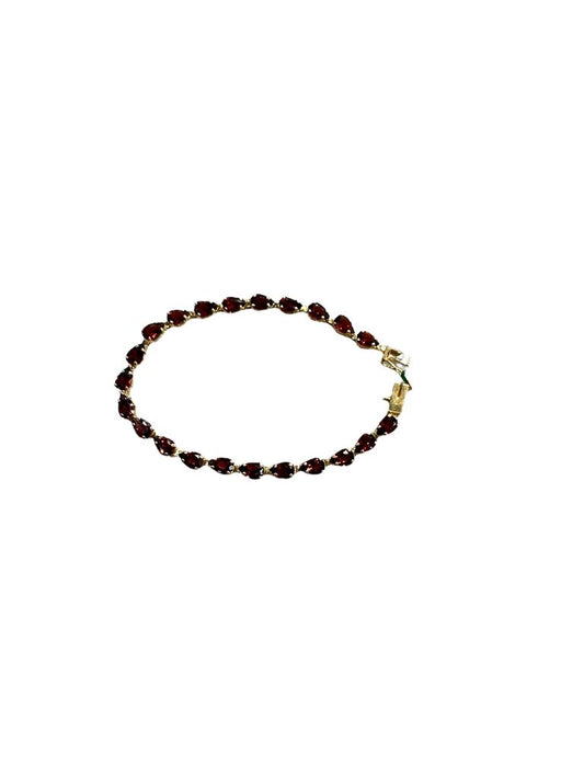 14KT YG PEAR SHAPE GARNET TENNIS BRACELET