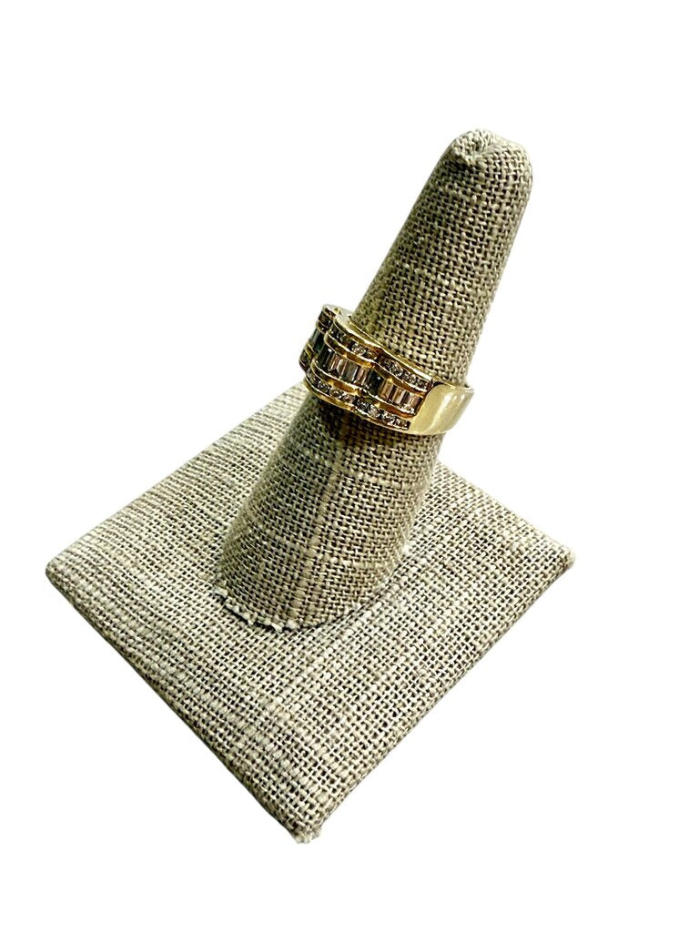 14KT YG BAGUETTE &RB CHANNEL SET DESIGNER RING 1CTTW SZ 7