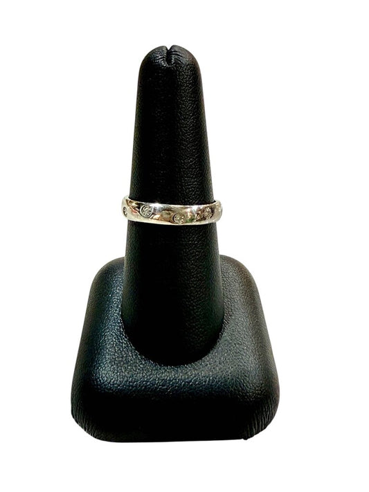 SS DIA BEZEL SET 3MM BAND RING SZ 8