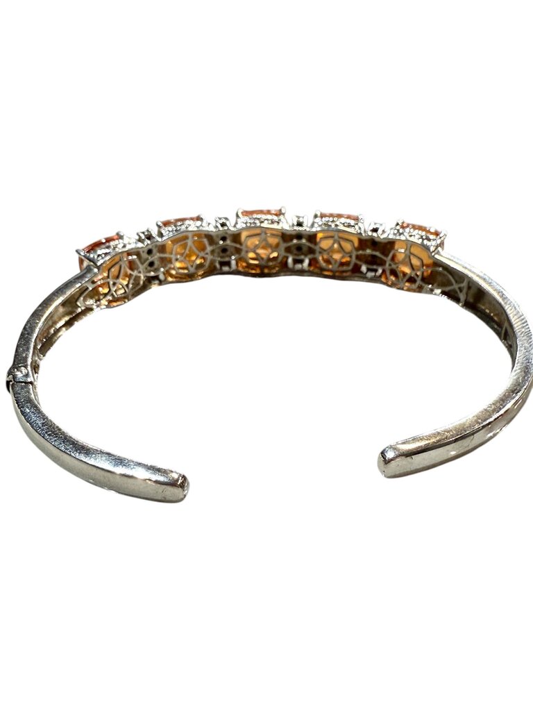 SS QUARTZ OVERLAY ORANGE STONE CUFF BRACELET