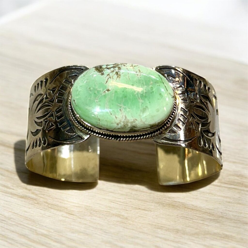 SS UTAH VARISCITE BEZEL SET NATIVE LOOKING CUFF BRACELET