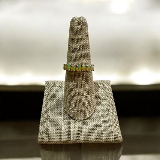 SS ETHIOPIAN PRONG SET ANNIVERSARY BAND SZ 7