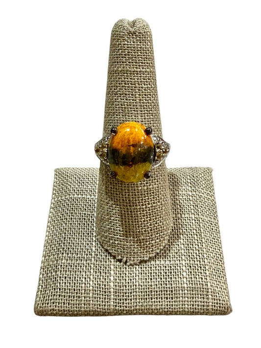 SS BUMBLE BEE JASPER RING SZ 8.5