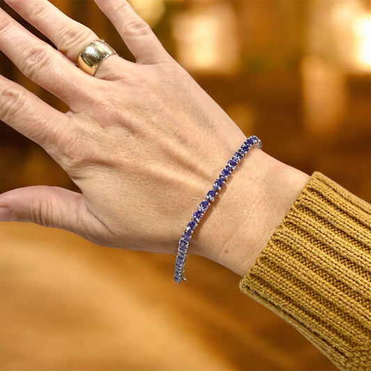 SS OVAL TANZANITE TENNIS BRACELET