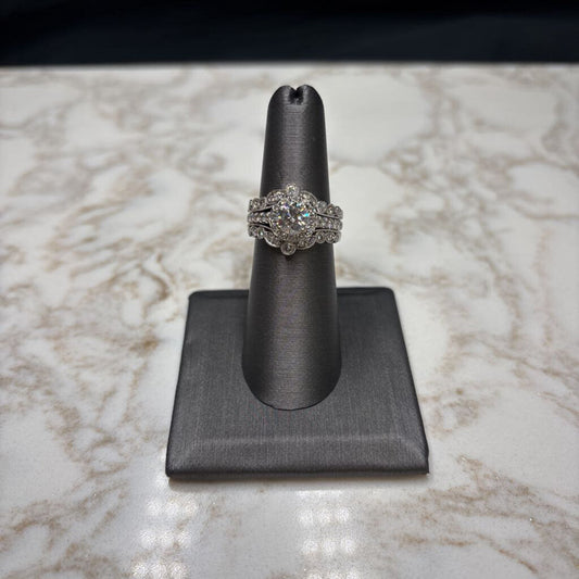 14KT WG 1CT RB CTGR W/ 1.4CTTW WEDSET NOT SOLDERED SZ 6.75