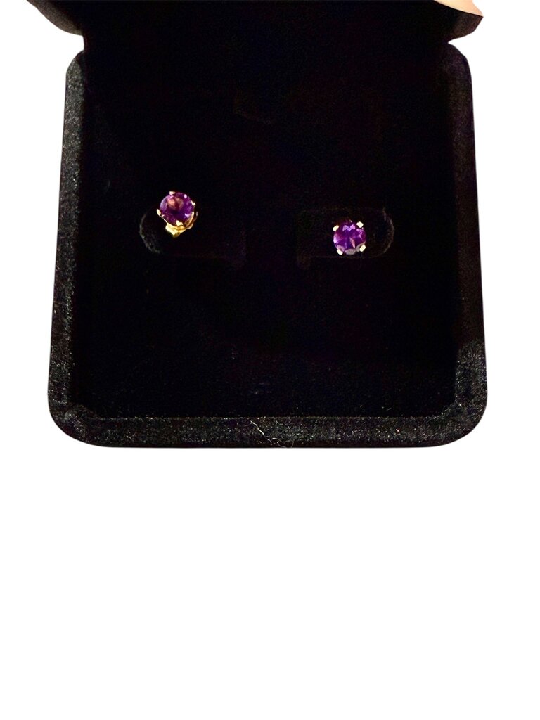 14KT YG SMALL AMETHYST STUDS