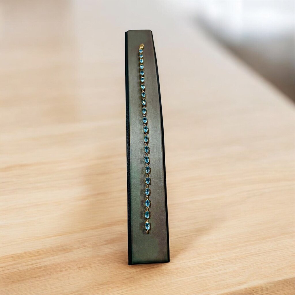 10KT YG OVAL BLUE TOPAZ BRACELET