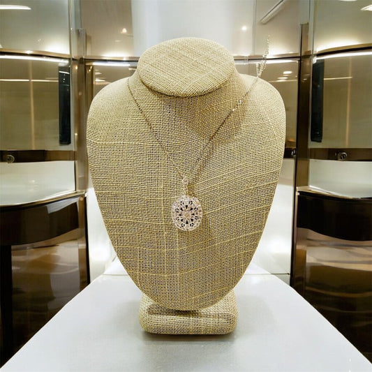 SS OVAL PENDANT W/ CZ ACCENT STONES IN PENDANT ON CHAIN