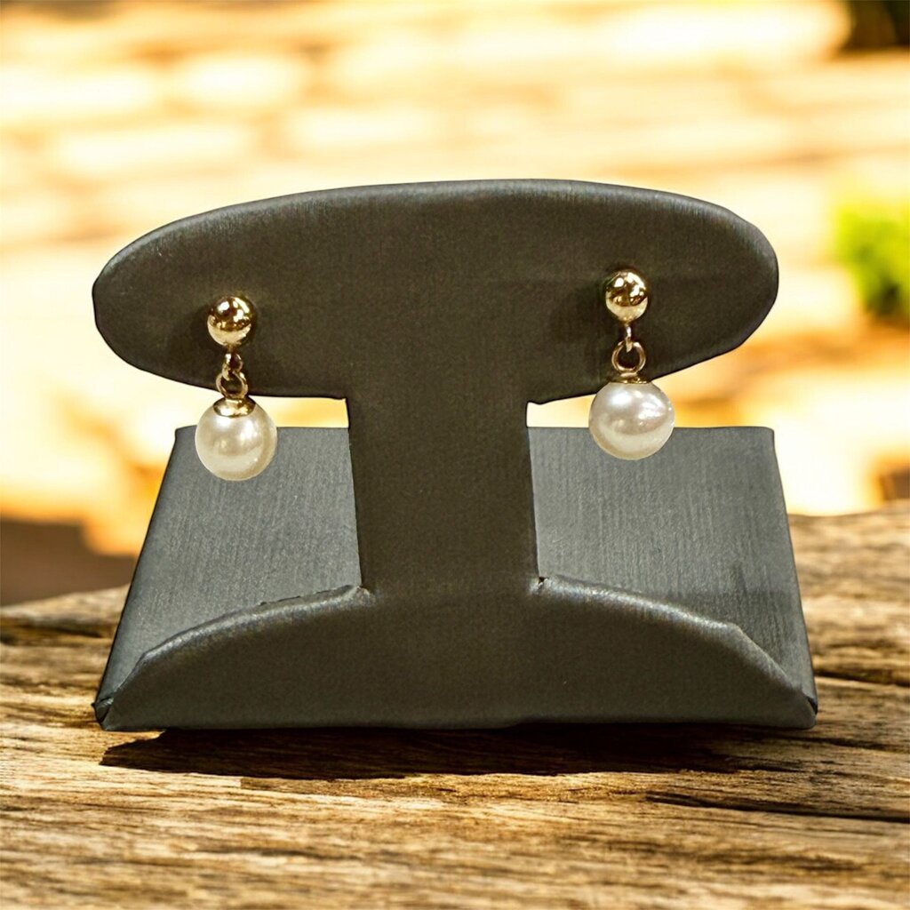 14KT YG FWP SINGLE DROP EARRINGS