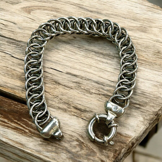 SS MAILLE STYLE TENNIS BRACELET W/LARGE CLASP