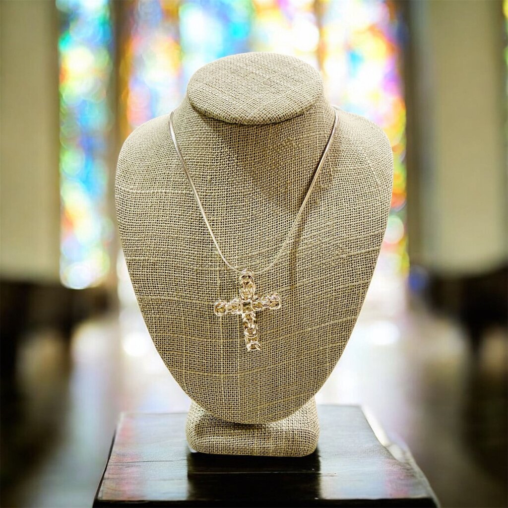 SS KINGS LINK HOLLOW CROSS ON 18" SNAKE CHAIN