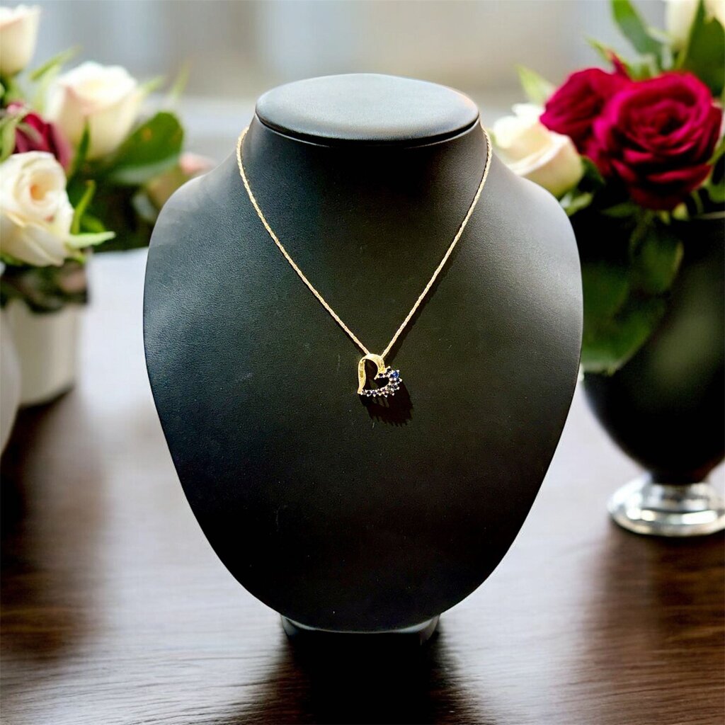 14KT YG HEART SAPPHIRE PENDANT ON 18" CHAIN