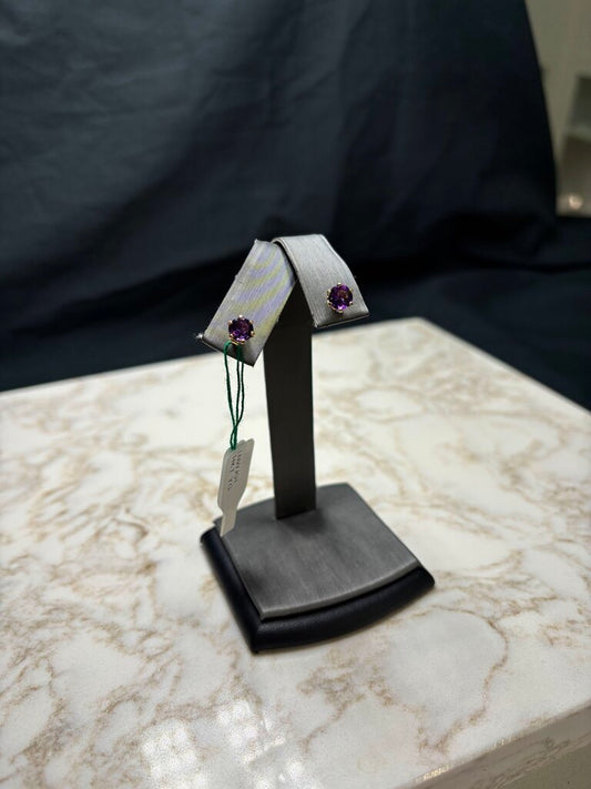 14KT YG 1.25CTTW AMETHYST STUD EARRINGS