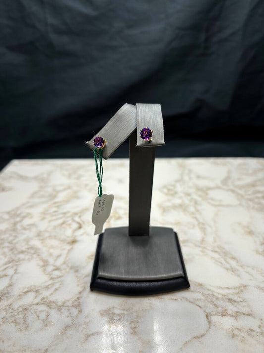 14KT YG 1.25CTTW AMETHYST STUD EARRINGS