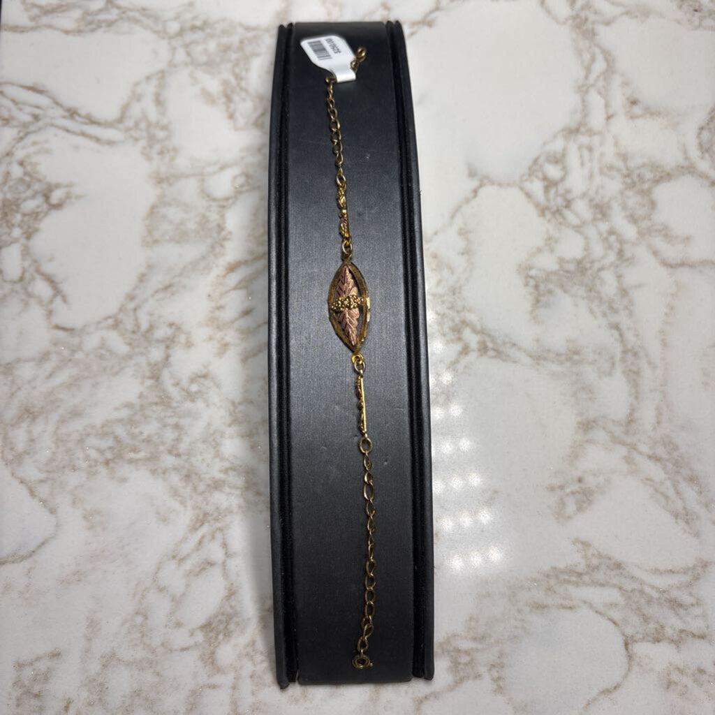 10KT YG BHG LEAVES & BERRIES TENNIS BRACELET