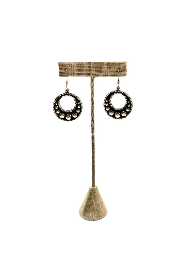 SS MEXICAN BEADED LG CIRCLE DANGLE EARRINGS