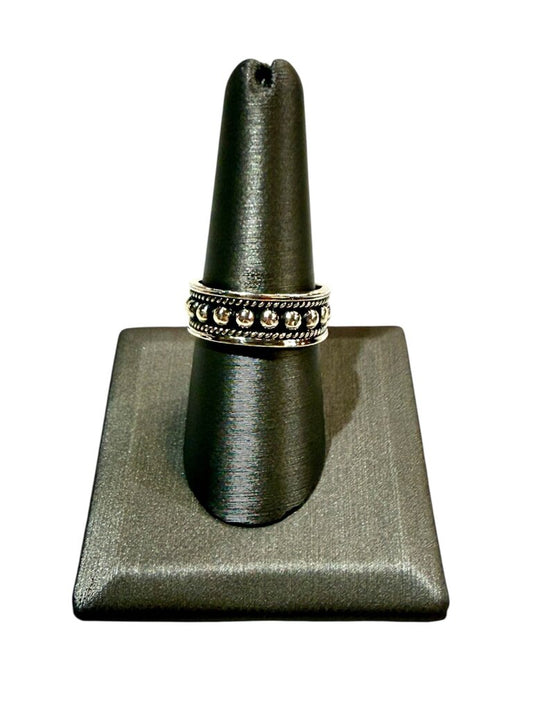 SS BEADED DESIGN 6MM BAND SZ 8