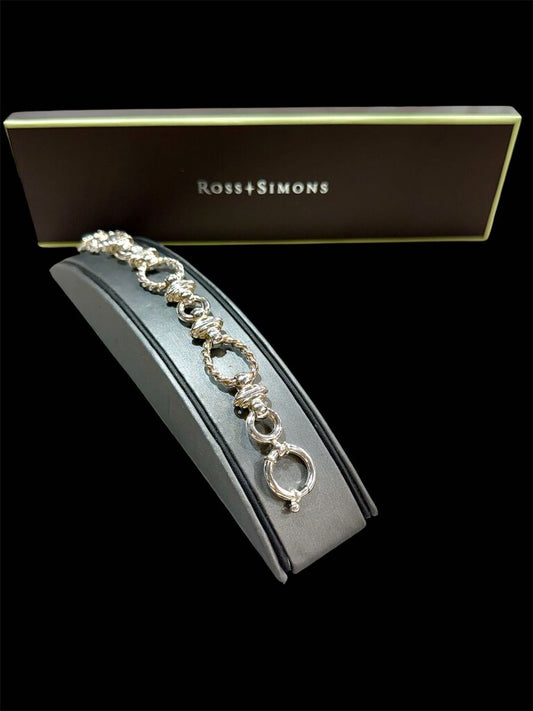 SS LARGE ROSS & SIMONS HOLLOW BRACELET W/BOX
