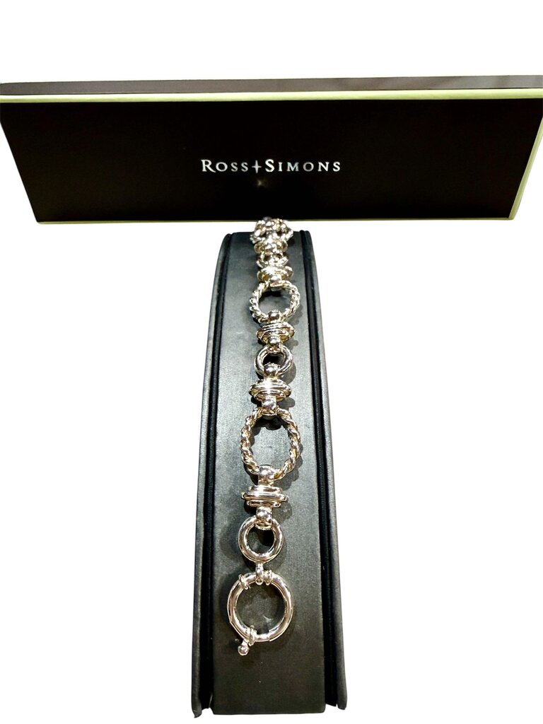 SS LARGE ROSS & SIMONS HOLLOW BRACELET W/BOX