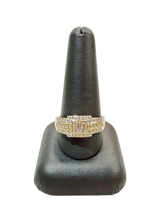18KT WG LEVIAN DIAMOND TUTONE RING SZ 12