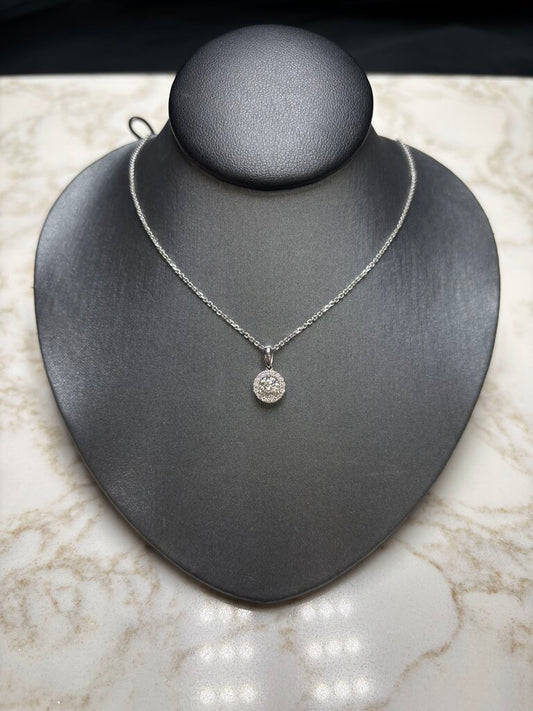 14KT WG 1/3CT CTR W/RB HALO 3/8CTTW ON 16"-18" CHAIN PAPERS