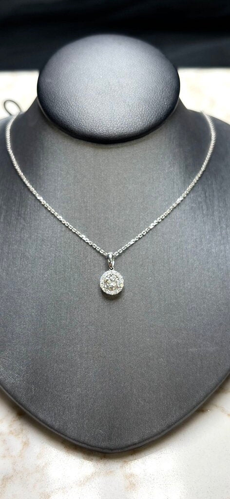 14KT WG 1/3CT CTR W/RB HALO 3/8CTTW ON 16"-18" CHAIN PAPERS
