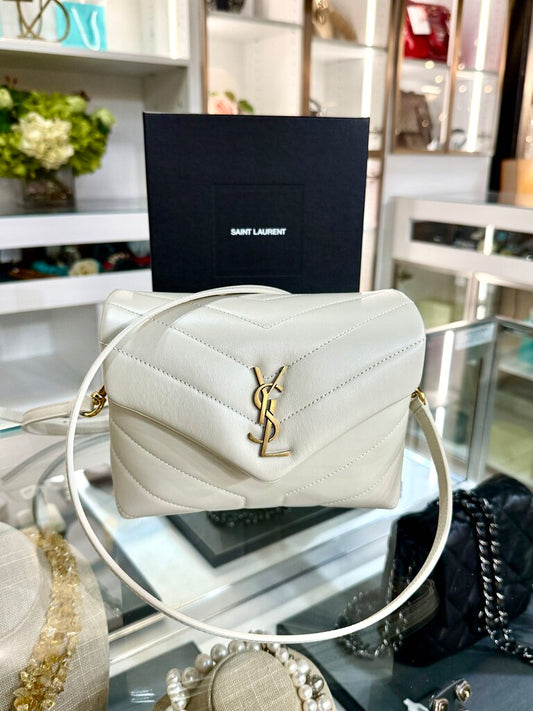 SAINT LAURENT CALF SKIN QUILTED MONOGRAM TOY LOULOU CROSSBODY BAG
