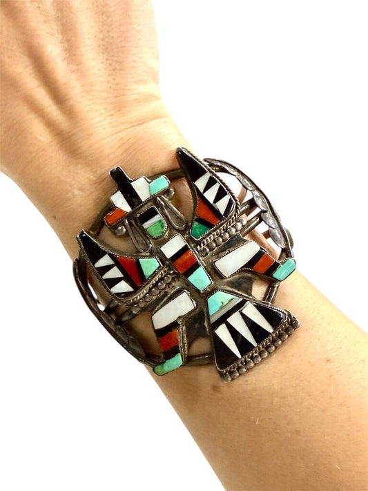 SS ZUNI TURQ CORAL KNIFEWING CUFF
