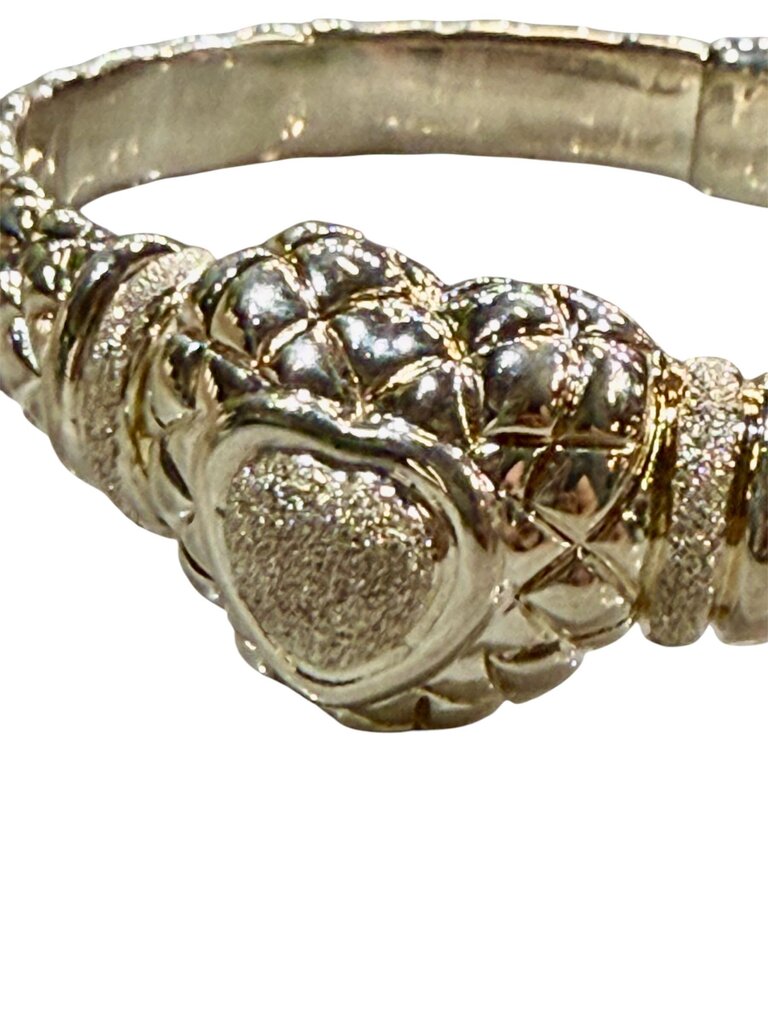 SS HOLLOW HEART BANGLE BRACELET