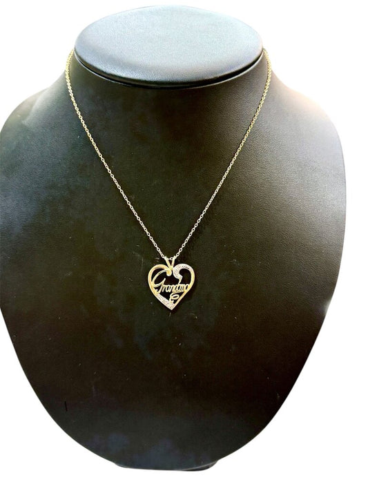 SS/GP GRANDMA HEART PENDANT ON 18:" CHAIN