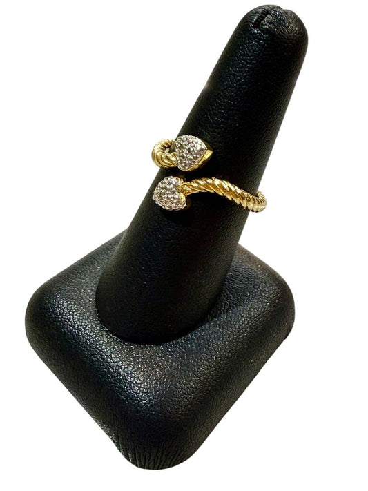 SS/PLATED BYPASS HEART W/1 ACCENT DIA RING SZ 7.5