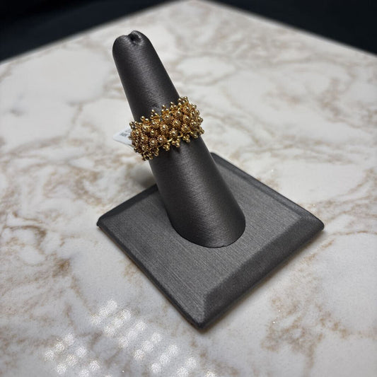 14KT YG MESH RING W/CORALLINA GRAINS OF WHEAT DESIGN RING SZ 6.5