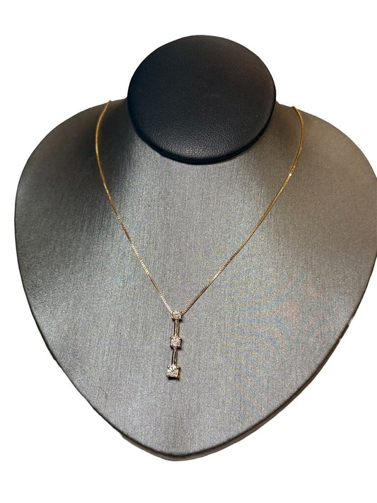 14KT YG PPF STICK 1/2TW PENDANT ON 18" BOX CHAIN
