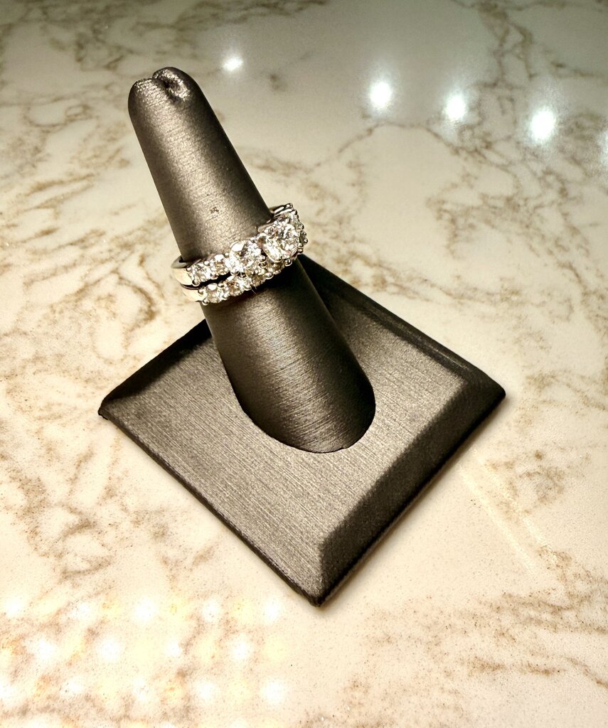 14KT WG PPF 1/2CT RB CTR W/ 3/8RB EA &11RB WEDSET SOLDERED SZ 7