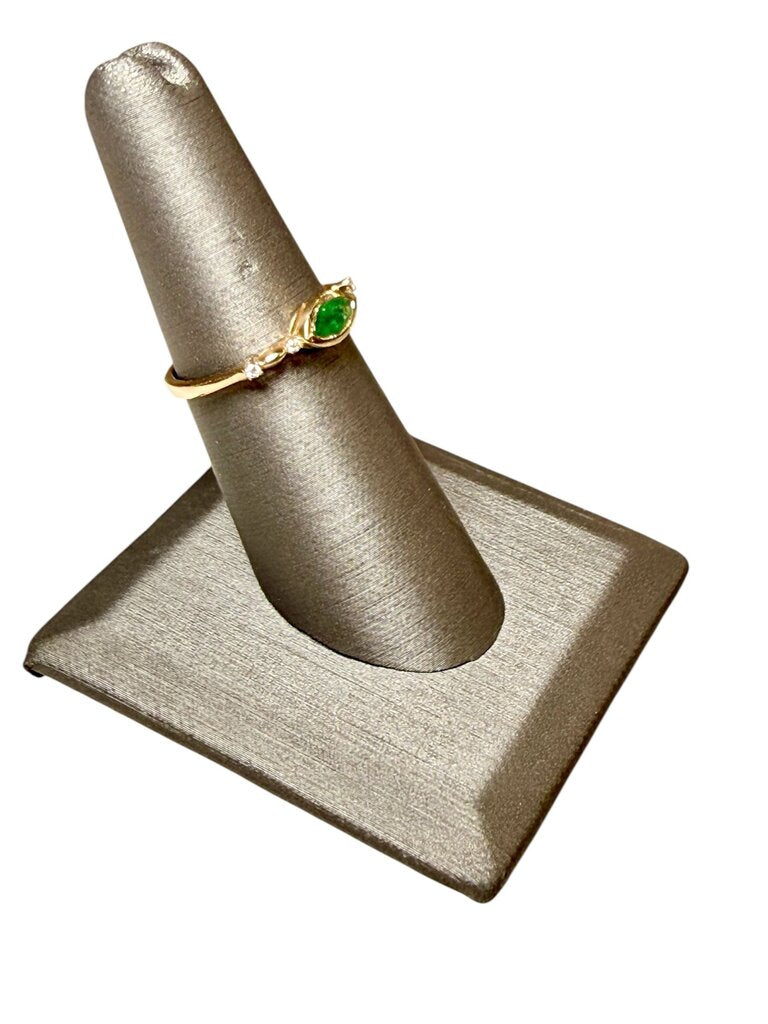 14KT YG MARQ SHAPE EMERALD E&W 4/MELEE