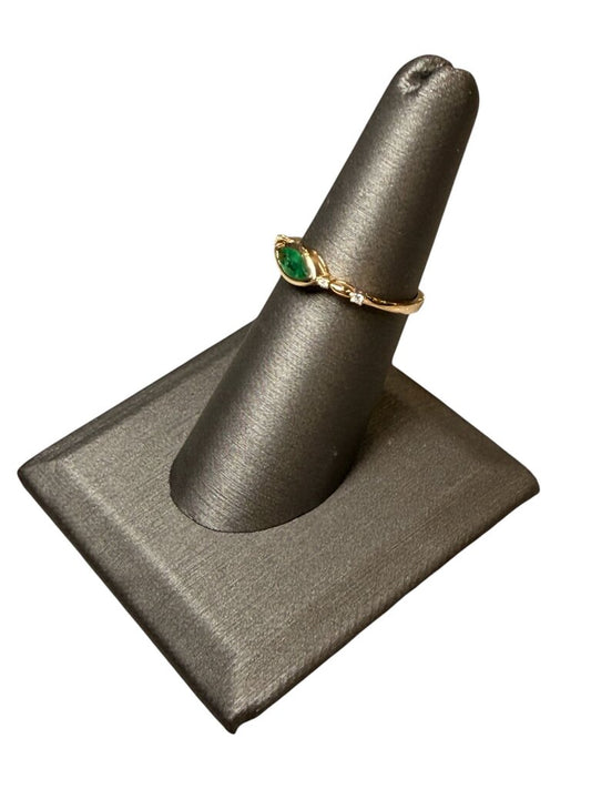 14KT YG MARQ SHAPE EMERALD E&W 4/MELEE