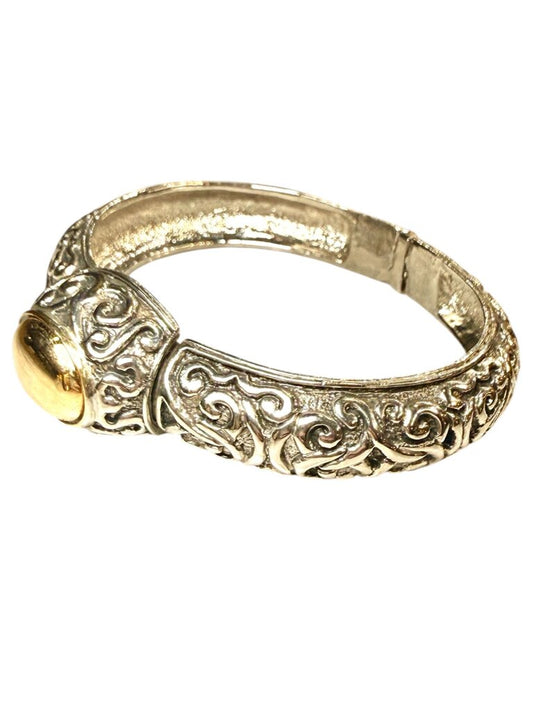 PLATED SCROLLING BANGLE BRACELET TUTONE
